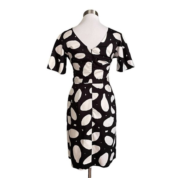 Marimekko Nada Dress Sz 34 US Womens 2 Black White Dot Print Belted Shift Modern - Picture 7 of 8
